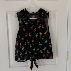 sheer black button up